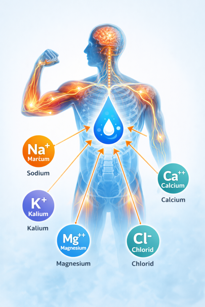 Funktion von Elektrolyten im Körper für Muskeln und Nerven